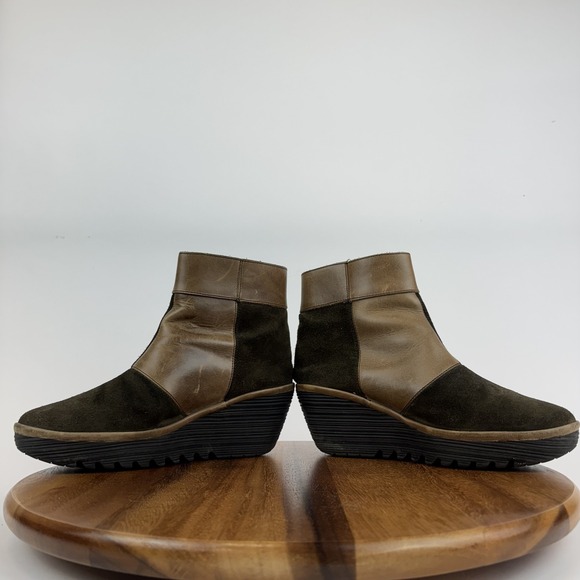 Womens Fly London Multicolor Patchwork Leather Platform Wedge Ankle Boot Size 42 - Picture 5 of 8